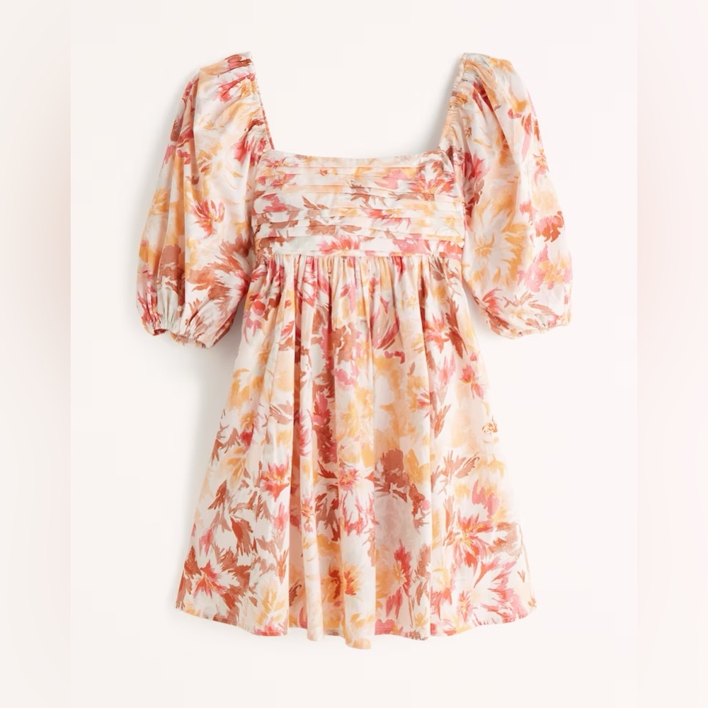 Abercrombie & Fitch Women’s Ruched Bodice Puff Sleeve Mini Dress
